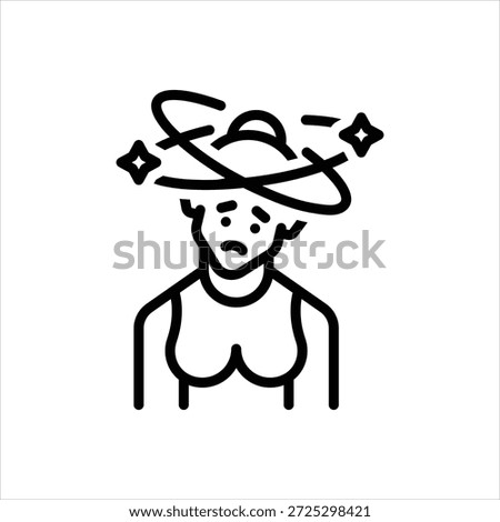 Vector black line icon for dizziness