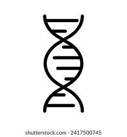 Estructura de dna de icono de línea negra del vector aislada en fondo blanco