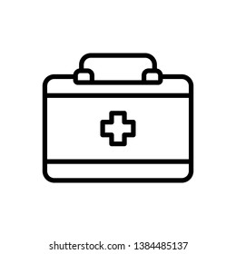 Vector black line icon for doctor bag