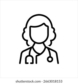 Vector black line icon for doctor