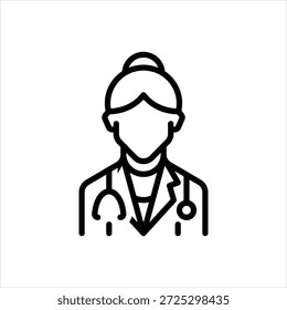 Ícone de linha preta vetorial para médico    