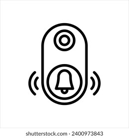 Vector black line icon for doorbell 