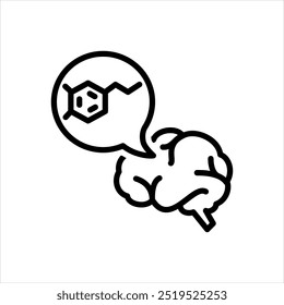 Icono de línea negra de Vector para receptor de dopamina