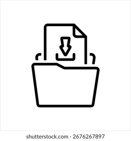 Vektor schwarze Linie Symbol für Download