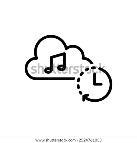 Vector black line icon for download history