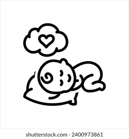 Vector black line icon for dream
