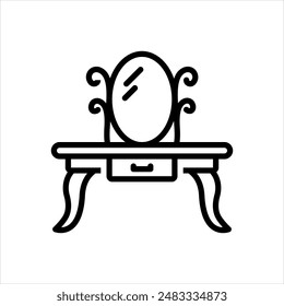 Vector black line icon for dressing mirror