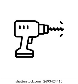 Icono de línea negra de Vector para taladro