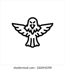 Vector black line icon for eagle