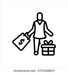 Icono de línea negra de Vector para la compra de ganancias