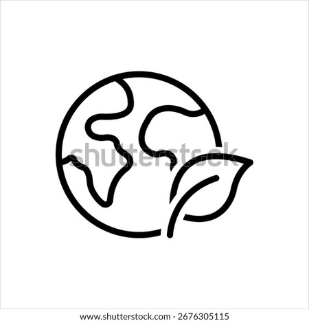 Vector black line icon for earth