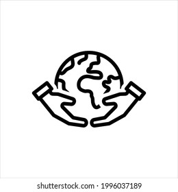 Vector black line icon for ecology