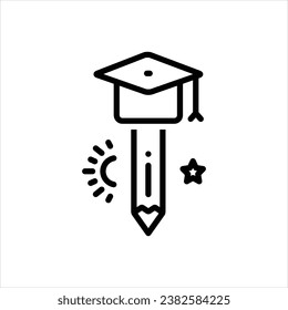 Vector black line icon for education