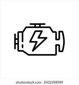 Vector black line icon for electric engine