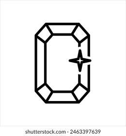Vector black line icon for emerald diamond
