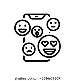 Icono de línea negra de Vector para emoji