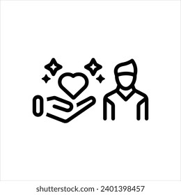 Vector black line icon for empathy