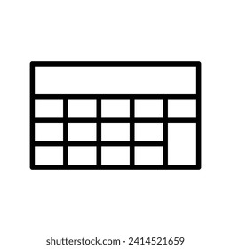 Vector black line icon engineering calculator isolated on white background