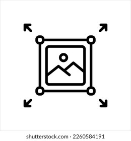 Vector black line icon for enlarge