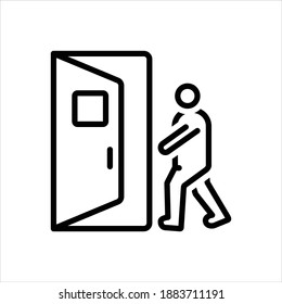 Vector black line icon for entry