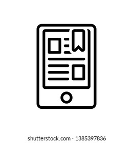 Vector black line icon for ereader