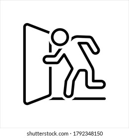 Vector black line icon for escape