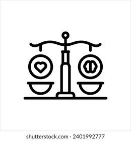 Vector black line icon for ethics
