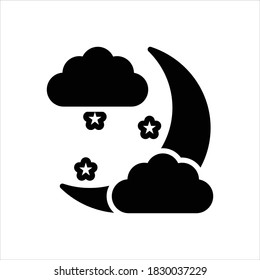 Vector black line icon for evening