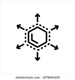 Icono de línea negra del vector para expandir