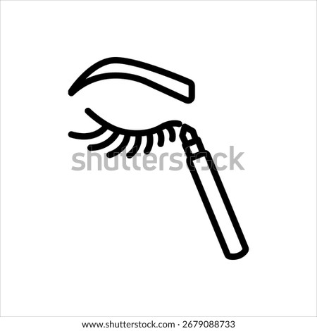 Vector black line icon for eyeliner
