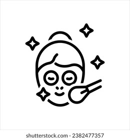 Vector black line icon for face makeup