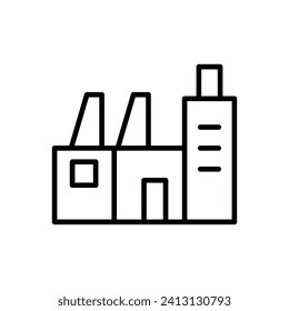 Vector black line icon factory isolated on white background