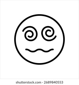 Icono de línea negra de Vector para cara desmayada