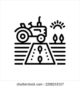 Vector black line icon for farming