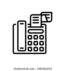 Vector black line icon for fax message