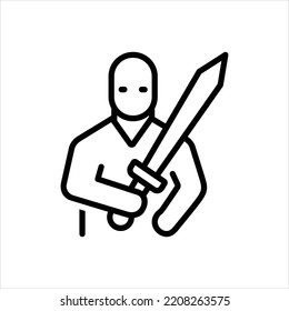 Icono de la línea negra del vector para el combatiente