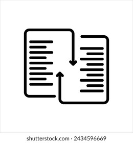 Icono de línea negra vectorial para intercambio de archivos