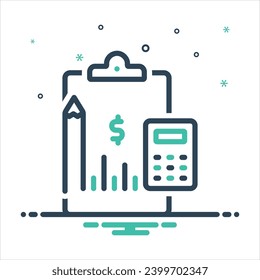 Vector black line icon for financial statement