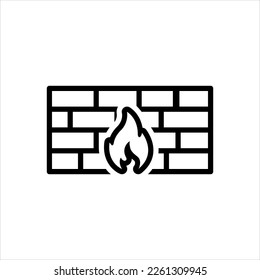 Vector black line icon for firewall
