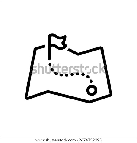 Vector black line icon for flag marker