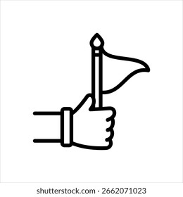 Vector black line icon for flagged
