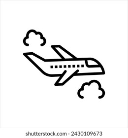 Vector black line icon for flight