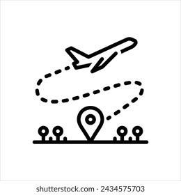 Vector black line icon for flight