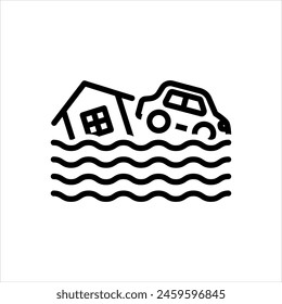 Vector black line icon for 
flood 