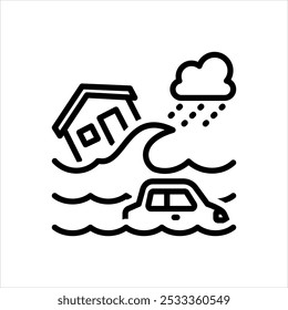 Vector black line icon for Flood