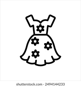 Vector black line icon for floral dress