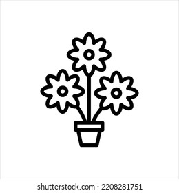 Vector black line icon for flowers