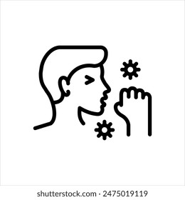 Vector black line icon for flu