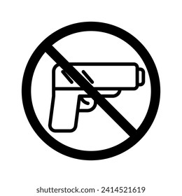 Vector black line icon forbidden to shoot isolated on white background