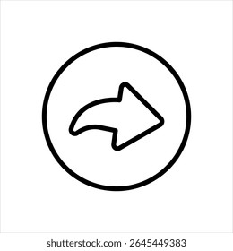 Icono de línea negra de Vector para flecha hacia adelante